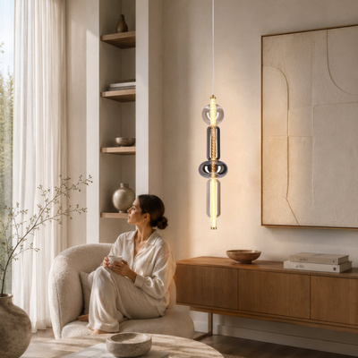 KELLY lampa wisząca złoty 9,5W LED 2700K klosz 2xbursztynowy+dymiony