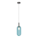 Lampa wisząca FIUGGI niebieska - ze szklanym z długim kloszem – nowoczesna lampa LED nad stół i do salonu