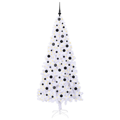 Sztuczna choinka z 300 diodami LED Biały 210 cm PVC i stal
