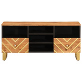 vidaXL Szafka pod TV, brązowo-czarna 100x33,5x46 cm, lite drewno mango