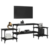 vidaXL Szafka pod TV, czarna, 157x35x52 cm, materiał drewnopochodny