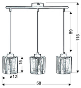 Lampa wisząca chromowa szklany klosz 3D 3x40W Nocturno Candellux 33-57709