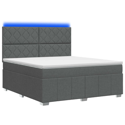 Łóżko z box spring LED z materacem ciemnoszary 140 x 190 cm