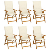 vidaXL Składane krzesła ogrodowe z poduszkami, 6 szt., drewno akacjowe