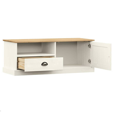 vidaXL Szafka pod TV VIGO, biała, 106x40x40 cm, lite drewno sosnowe