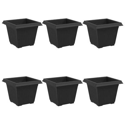 Kwadratowa doniczka na kwiaty 6 pcs Czarny 33 x 33 x 26 cm
