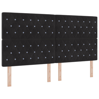 Łóżko z pojemnikiem i materacem LED Czarny 180 x 200 cm Welur