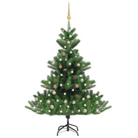 Sztuczna jodła kaukaska z LED i bombkami, zielona, 150 cm