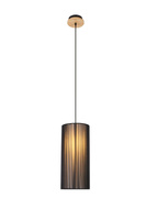 Lampa wisząca z abażurem Kioto nowoczesna czarna drewniana do salonu
