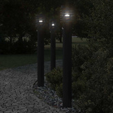 Lampy ogrodowe na słupku, z czujnikiem, 3 szt., czarne, 110 cm