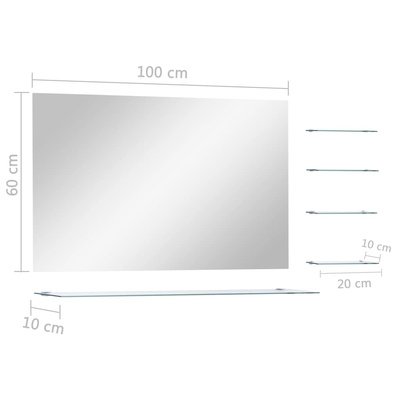 vidaXL Lustro ścienne z 5 półkami, srebrne, 100x60 cm