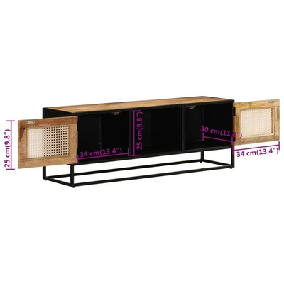 vidaXL Szafka pod TV, 110x30x40 cm, surowe drewno mango i żelazo