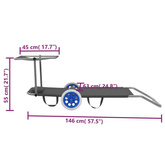 vidaXL Składany leżak z zadaszeniem i kółkami, stal, szary
