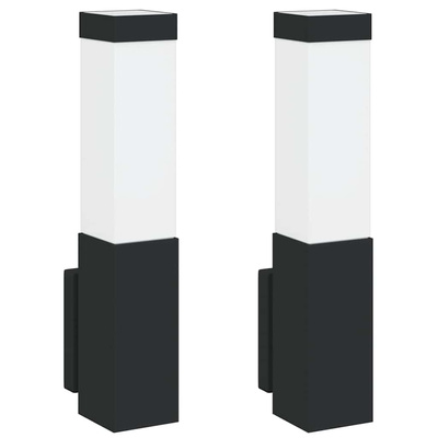 Zewnętrzna lampa ścienna 2 pcs Czarny 10.5 x 6 x 33 cm