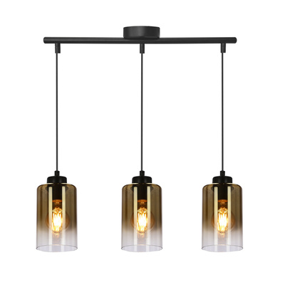 Aspra lampa wisząca czarny 3x60w e27 klosz bursztynowy