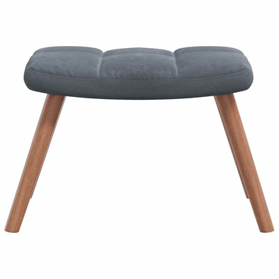 Fotel z podnóżkiem, ciemnoszary, obity aksamitem model standard