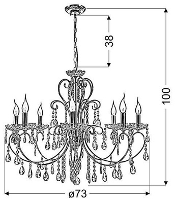 Lampa wisząca czarna z kryształami żyrandol 8x40W Aurora Candellux 38-73747