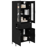 Highboard 2 szt. Czarny Dąb 69,5 x 34 x 180 cm