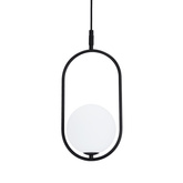 Lampa wisząca CORDEL elegancka - czarna z białym kloszem kulką - nowoczesne oświetlenie salonu i łazienki 1x G9 LED