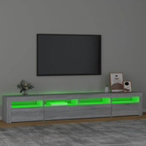vidaXL Szafka pod TV z oświetleniem LED, szary dąb sonoma,240x35x40 cm