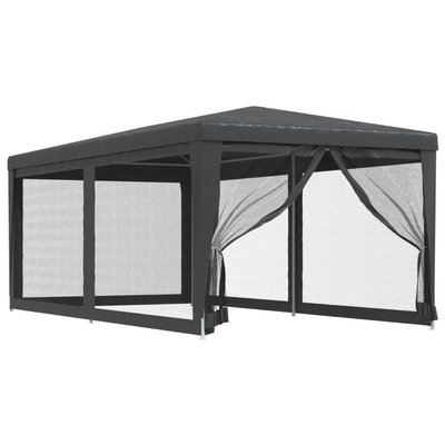 Namiot imprezowy z 6 ścianami z siatki, antracyt, 3x6 m, HDPE