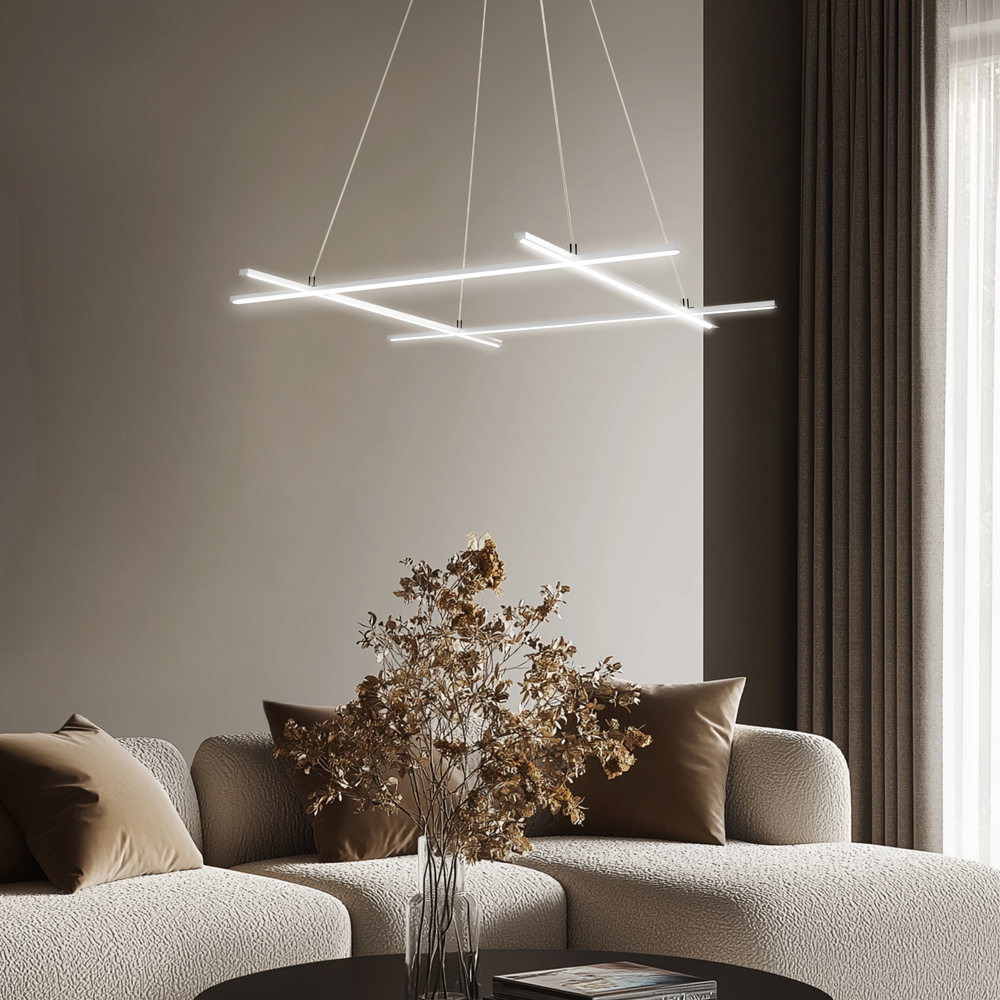 Lampa wisząca Led ANDROS 4-punktowa – geometryczny kształt - designerska lampa do salonu 4000K