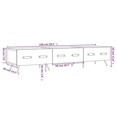 vidaXL Szafka pod TV, biała, 150x36x30 cm, materiał drewnopochodny wariant 6
