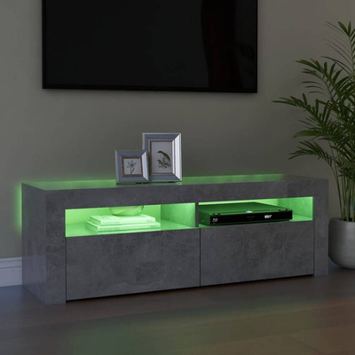 vidaXL Szafka pod TV z oświetleniem LED, szarość betonu, 120x35x40 cm