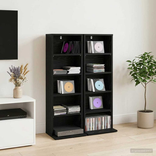 Kabinet na płyty CD 2 szt. Czarny dąb 33 x 23,5 x 97,5 cm