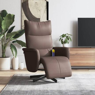 Rozkładany fotel masujący z podnóżkiem, brązowy, sztuczna skóra vidaXL