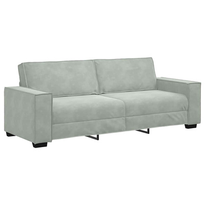 Sofa 3-osobowa, jasnoszara, 220x78x84 cm, tapicerowana aksamitem