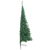 Sztuczna choinka ze stojakiem, połówka, zielona, 210 cm, PVC