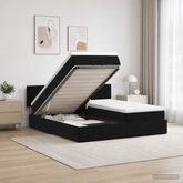 Łóżko z pojemnikiem i materacem LED Czarny 200 x 200 cm Welur