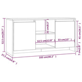 vidaXL Szafka pod TV, biała, 102x37,5x52,5 cm, materiał drewnopochodny