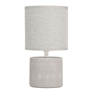 Lampka nocna Dina szara metalowa z abażurem lampka stołowa