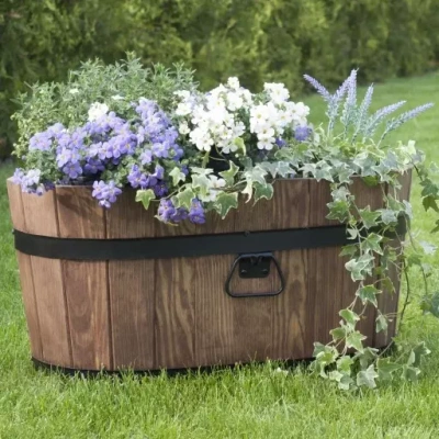 Donica ogrodowa drewniana prostokątna duża 26 cm kolor orzech