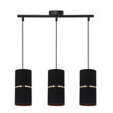 Gina lampa wisząca czarny 3x60 e27 abażur 12x25 czarny złota folia+złoty pasek