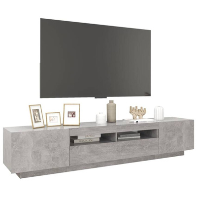 vidaXL Szafka pod TV z oświetleniem LED, szarość betonu, 200x35x40 cm