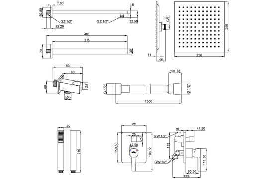 Zestaw podtynkowa z baterią podtynkową 2-funkcyjną Glamour chrom Invena