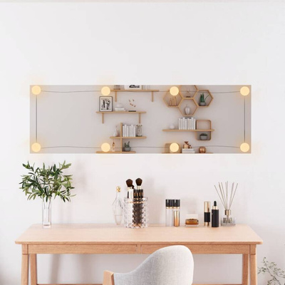 vidaXL Lustro ścienne z LED, 30x100 cm, szklane, prostokątne