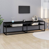 vidaXL Szafka pod TV, czarna, 160x40x40,5 cm, hartowane szkło