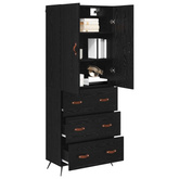 Highboard Czarny Dąb 69,5 x 34 x 180 cm Drewno inżynieryjne