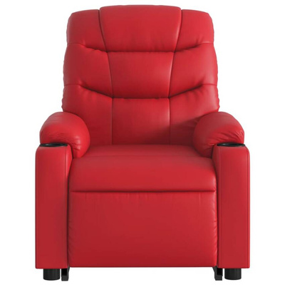 vidaXL Podnoszony fotel masujący, rozkładany, czerwony, ekoskóra model standard