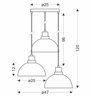 Lampa wisząca Barca potrójna z kloszem szara do salonu E27