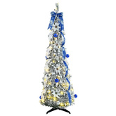 Sztuczna choinka z 100 diodami LED z podstawą Biały 150 cm PVC