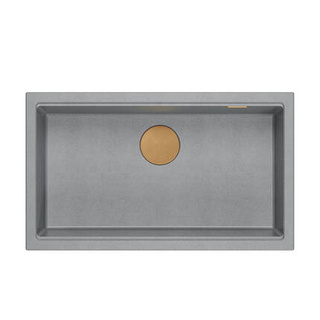 LOGAN 110 GraniteQ zlewozmywak silver stone 76x44x23,5 cm 1-komorowy wpuszczany z syfonem manualnym miedziany