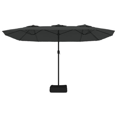 Podwójny parasol ogrodowy z LED, antracytowy, 449x245 cm