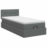 Łóżko ottoman z materacem ciemnoszary 90 x 190 cm tkanina