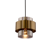 Lampa wisząca z abażurem Spiega czarno-złota z kloszem dymionym E27 pojedyncza