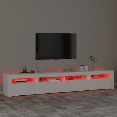 Szafka pod TV z oświetleniem LED, biała, 240x35x40 cm